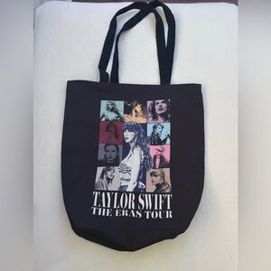 Taylor Swift Black Tote with Colorful Eras Tour Design